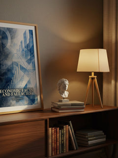 Economic Facts and Fallacies watercolour print on bookshelf – Thomas Sowell fan gift