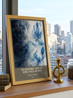 Economic Facts and Fallacies book cover print framed by window – literary home decor