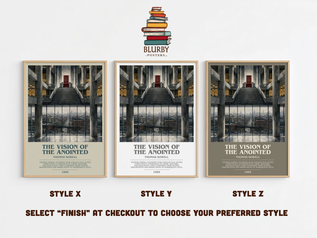 The Vision of the Anointed bookish print in frame leaning in hallway – non fiction wall art (mockup)