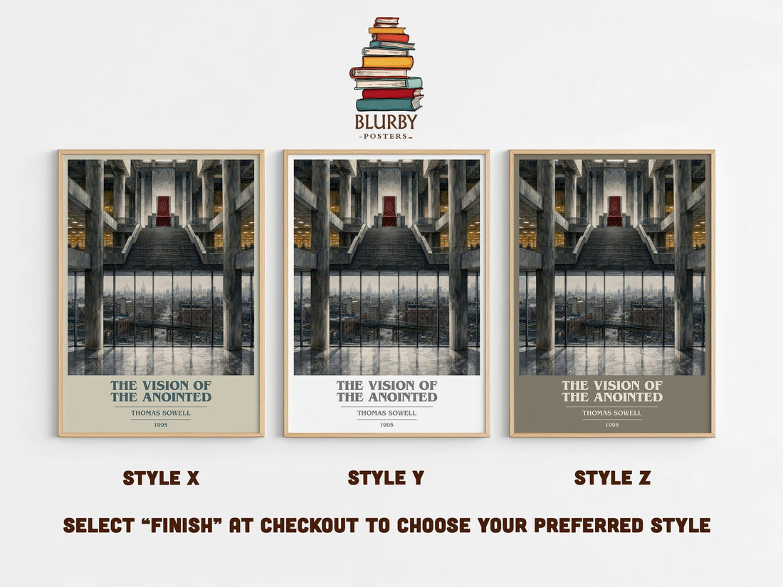 The Vision of the Anointed book cover print in frame leaning in hallway – non fiction wall art (mockup)