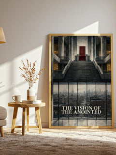 The Vision of the Anointed watercolour print in frame leaning in hallway – non fiction wall art