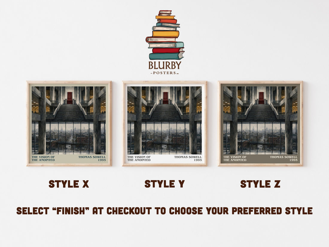 The Vision of the Anointed literary print in frame leaning in hallway – non fiction wall art (mockup)