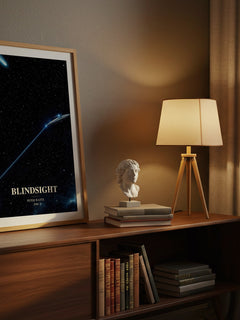 Blindsight watercolour print on bookshelf – Peter Watts fan gift