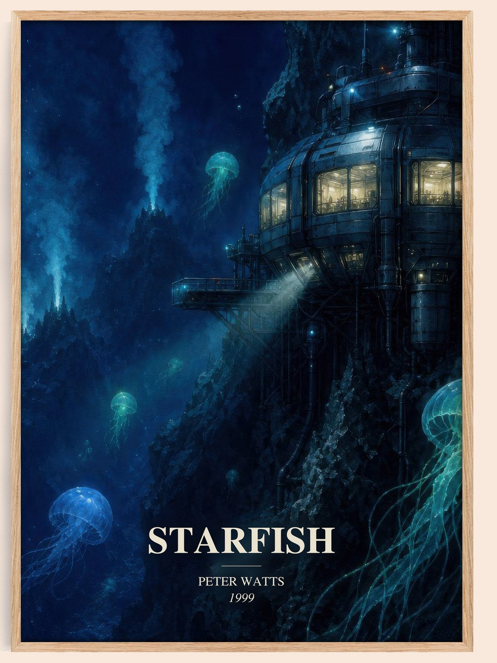 Starfish watercolour book poster by Peter Watts – framed literary art print