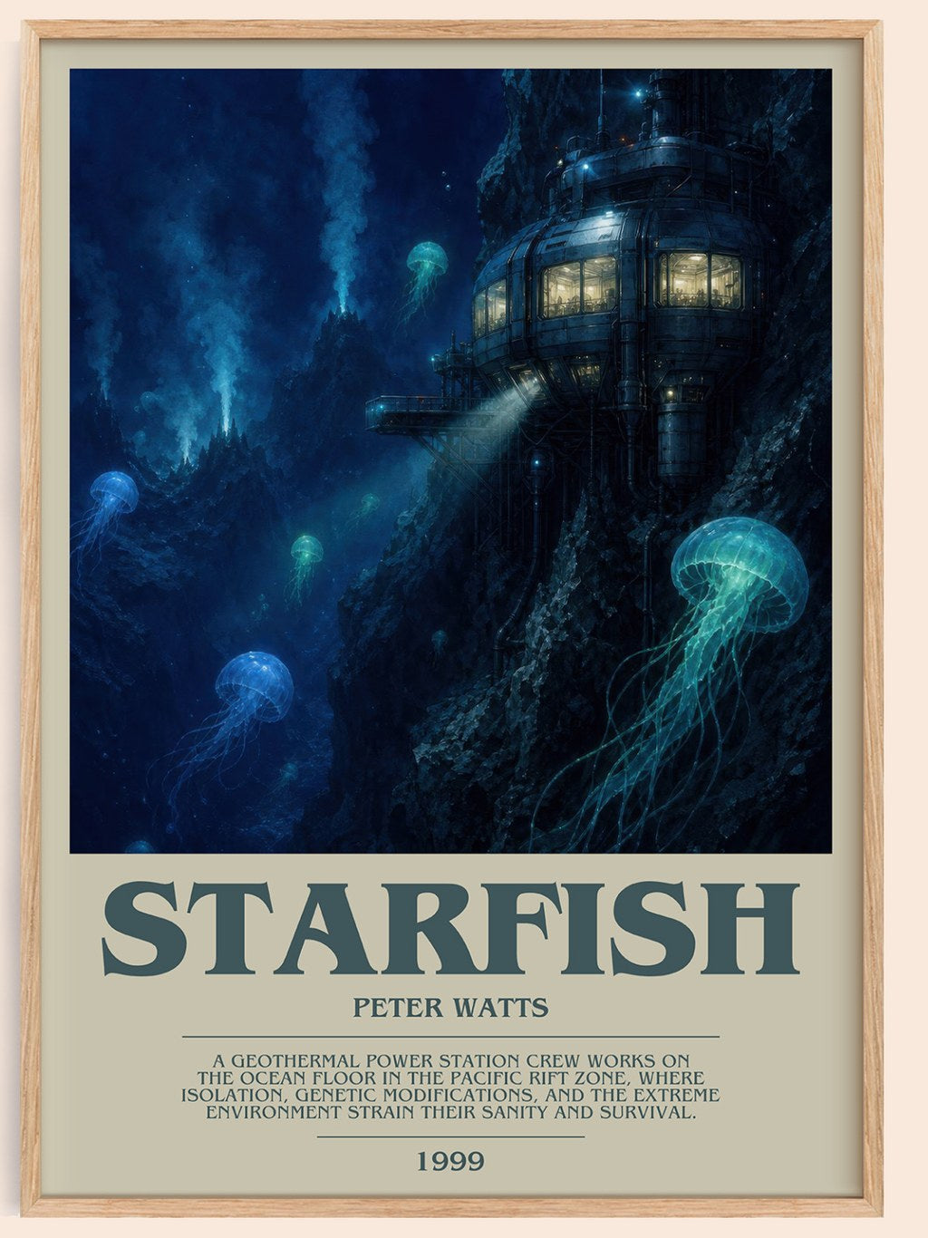 Starfish bookish book poster by Peter Watts – framed literary art print