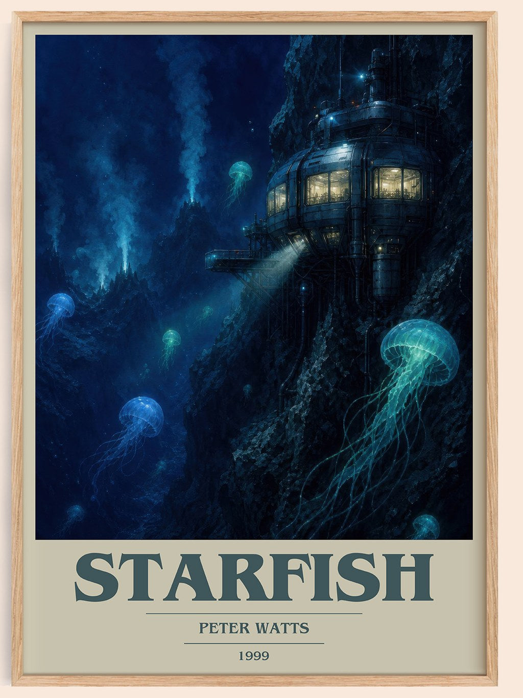 Starfish book cover book poster by Peter Watts – framed literary art print