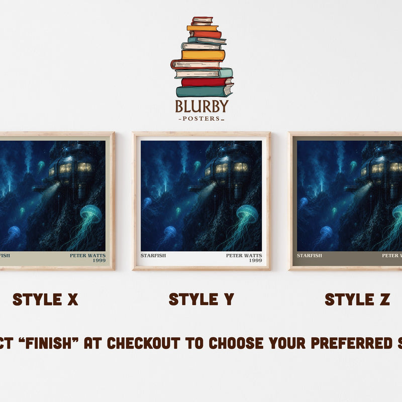 Starfish literary print in frame leaning in hallway – sci fi wall art