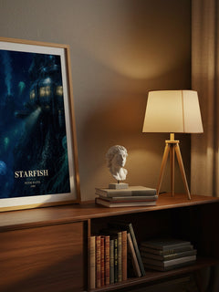 Starfish watercolour print on bookshelf – Peter Watts fan gift