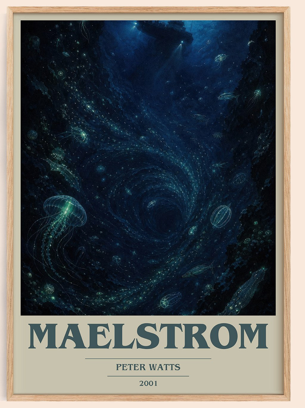 Maelstrom book cover book poster by Peter Watts – framed literary art print