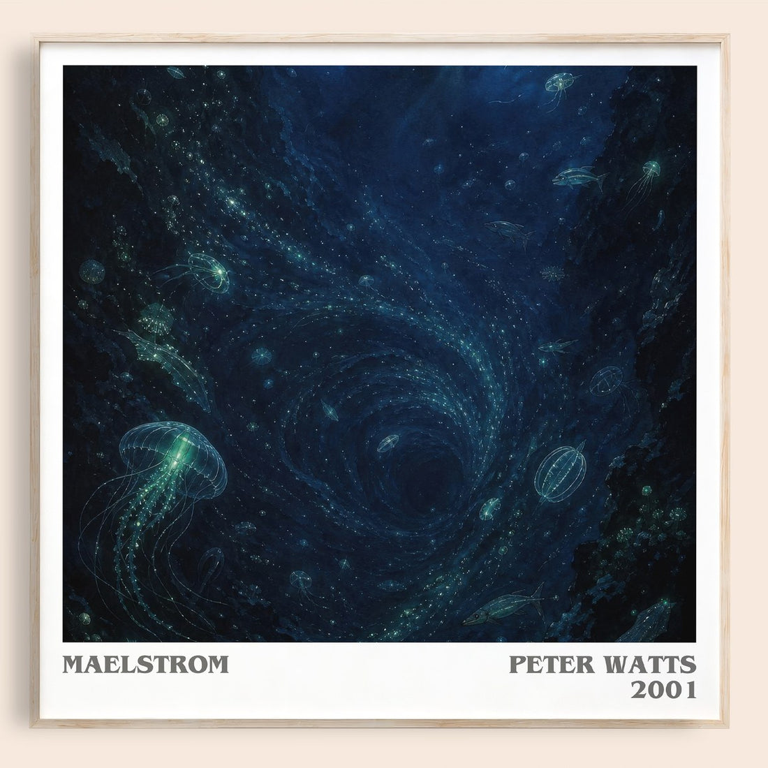 Maelstrom literary book poster by Peter Watts – framed literary art print