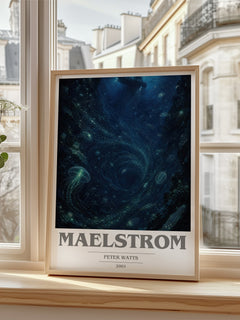 Maelstrom book cover poster colour and style options – Peter Watts book art