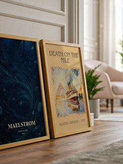 Maelstrom watercolour print framed by window – literary home decor