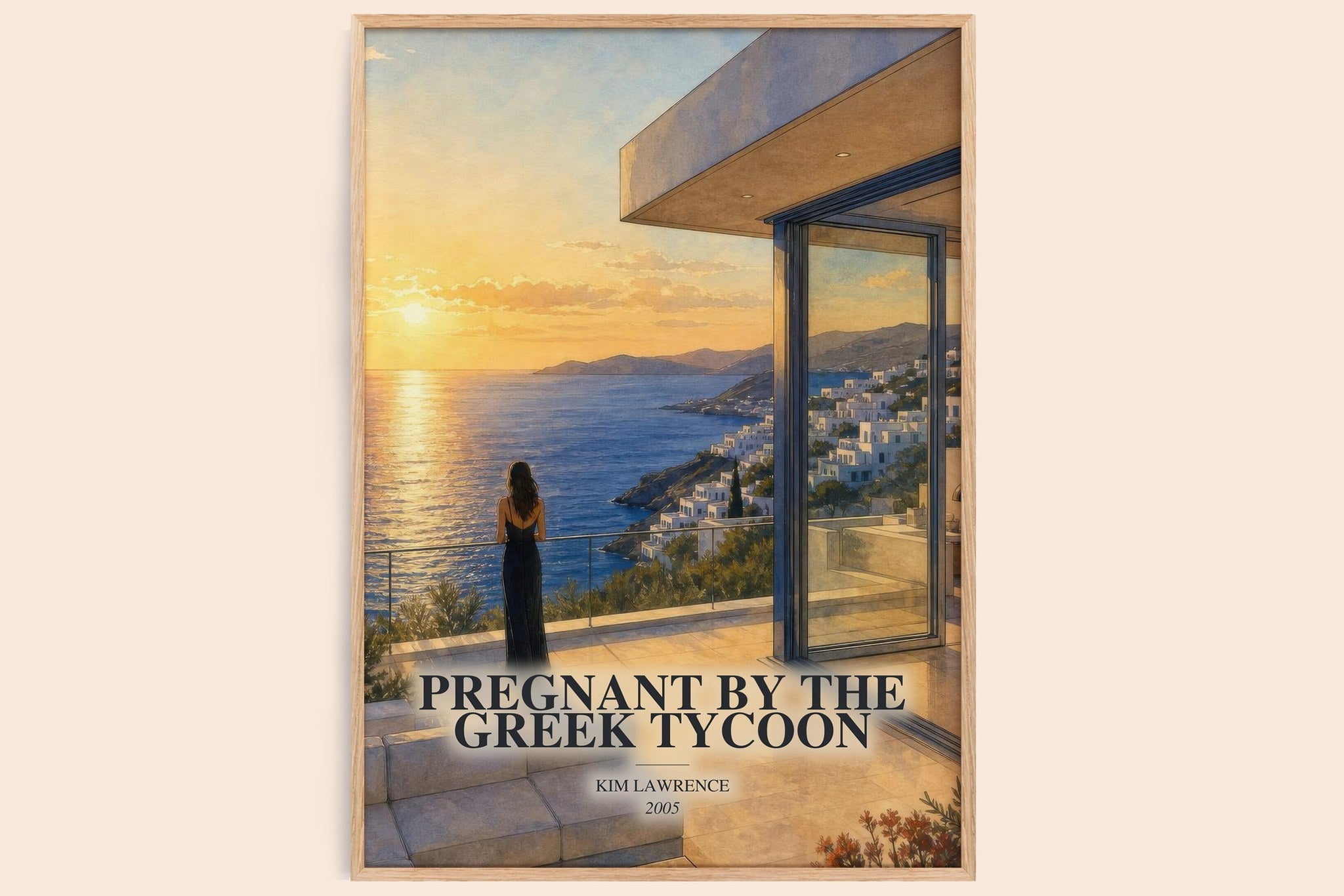 Pregnant By The Greek Tycoon Book Watercolour Illustration by Kim Lawrence