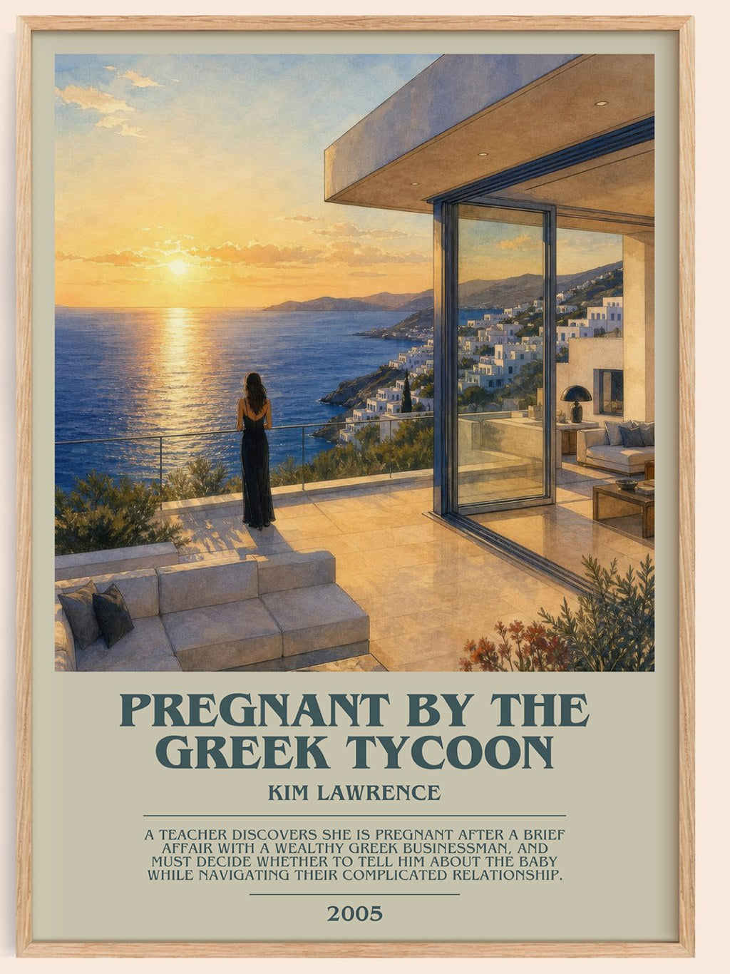 Pregnant By The Greek Tycoon bookish book poster by Kim Lawrence – framed literary art print
