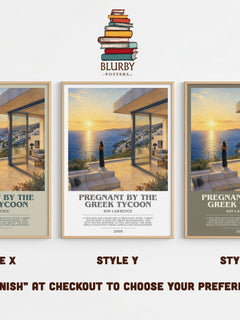 Pregnant By The Greek Tycoon bookish print in frame leaning in hallway – romance wall art