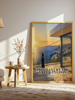 Pregnant By The Greek Tycoon watercolour print in frame leaning in hallway – romance wall art