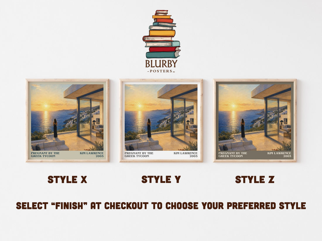 Pregnant By The Greek Tycoon literary print in frame leaning in hallway – romance wall art (mockup)