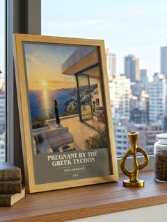 Pregnant By The Greek Tycoon book cover print framed by window – literary home decor
