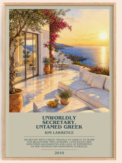 Unworldly Secretary, Untamed Greek bookish book poster by Kim Lawrence – framed literary art print