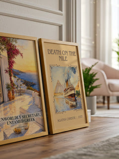 Unworldly Secretary, Untamed Greek watercolour print framed by window – literary home decor