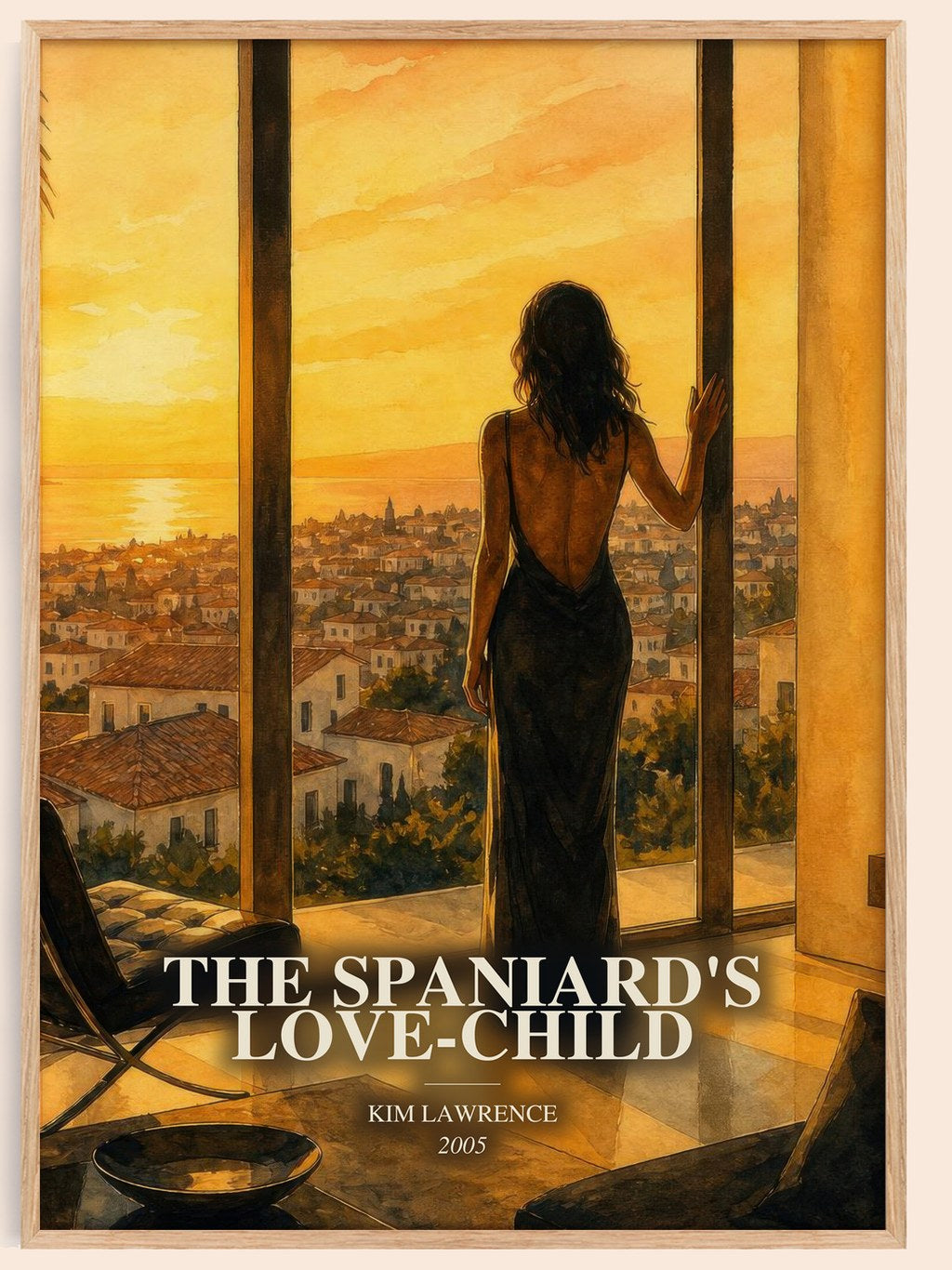 The Spaniard's Love-Child watercolour book poster by Kim Lawrence – framed literary art print