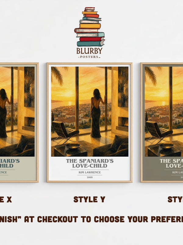 The Spaniard's Love-Child book cover print in frame leaning in hallway – romance wall art