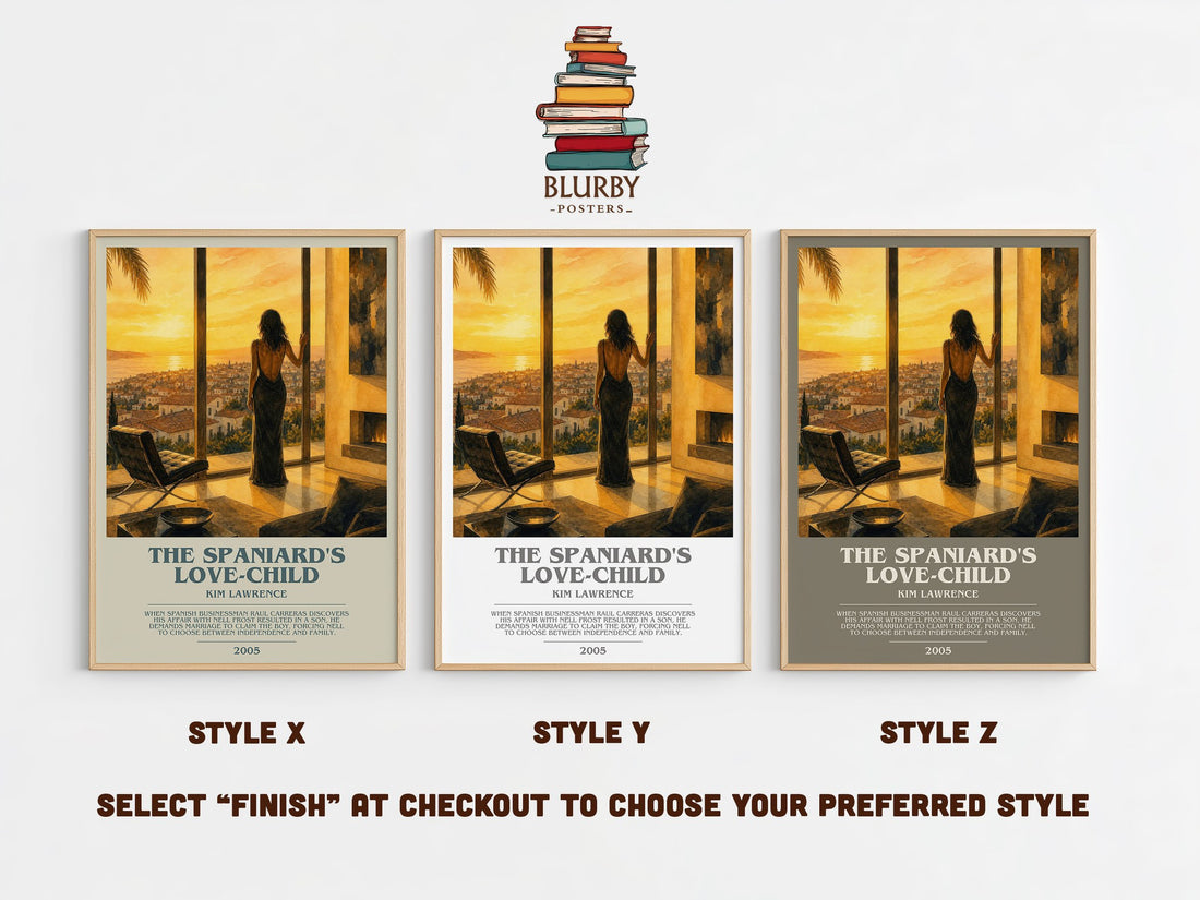 The Spaniard's Love-Child bookish print in frame leaning in hallway – romance wall art (mockup)