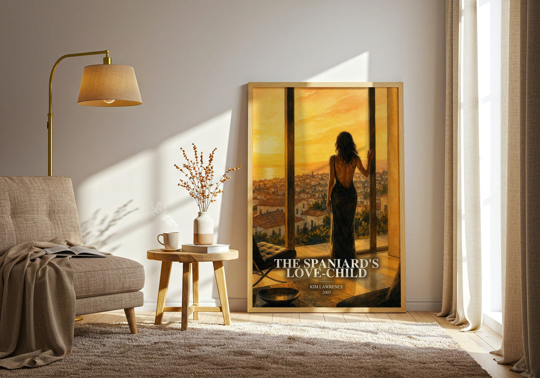 The Spaniard's Love-Child watercolour print in frame leaning in hallway – romance wall art