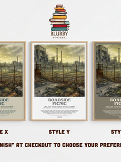 Roadside Picnic bookish print in frame leaning in hallway – sci fi wall art