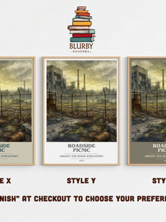 Roadside Picnic book cover print in frame leaning in hallway – sci fi wall art