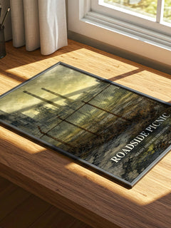 Roadside Picnic watercolour book poster framed on wall – sci fi wall art