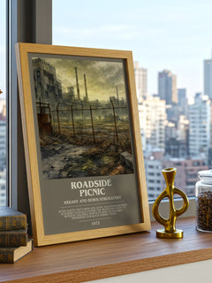Roadside Picnic bookish print framed by window – literary home decor