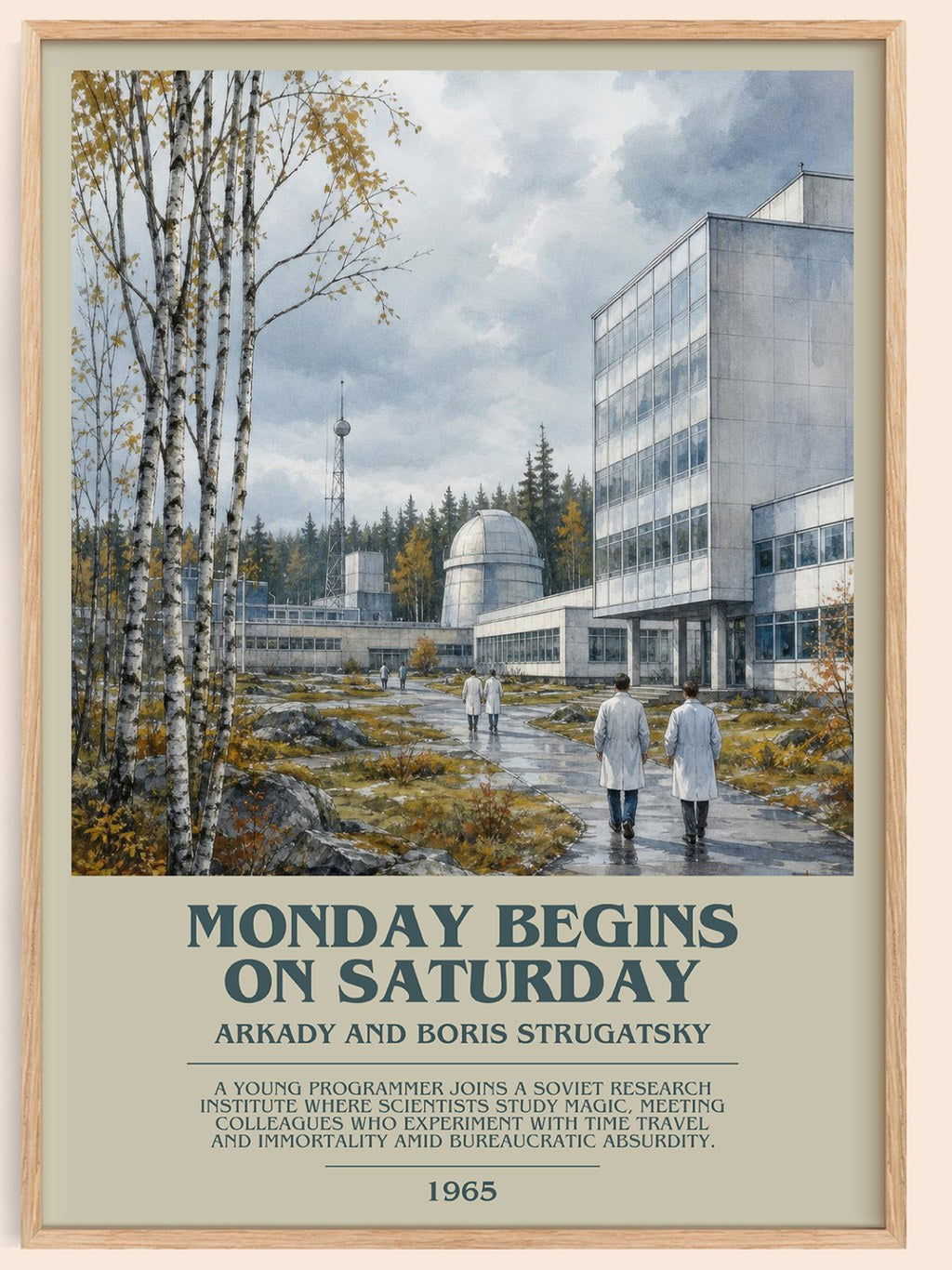 Monday Begins on Saturday bookish book poster by Arkady and Boris Strugatsky – framed literary art print