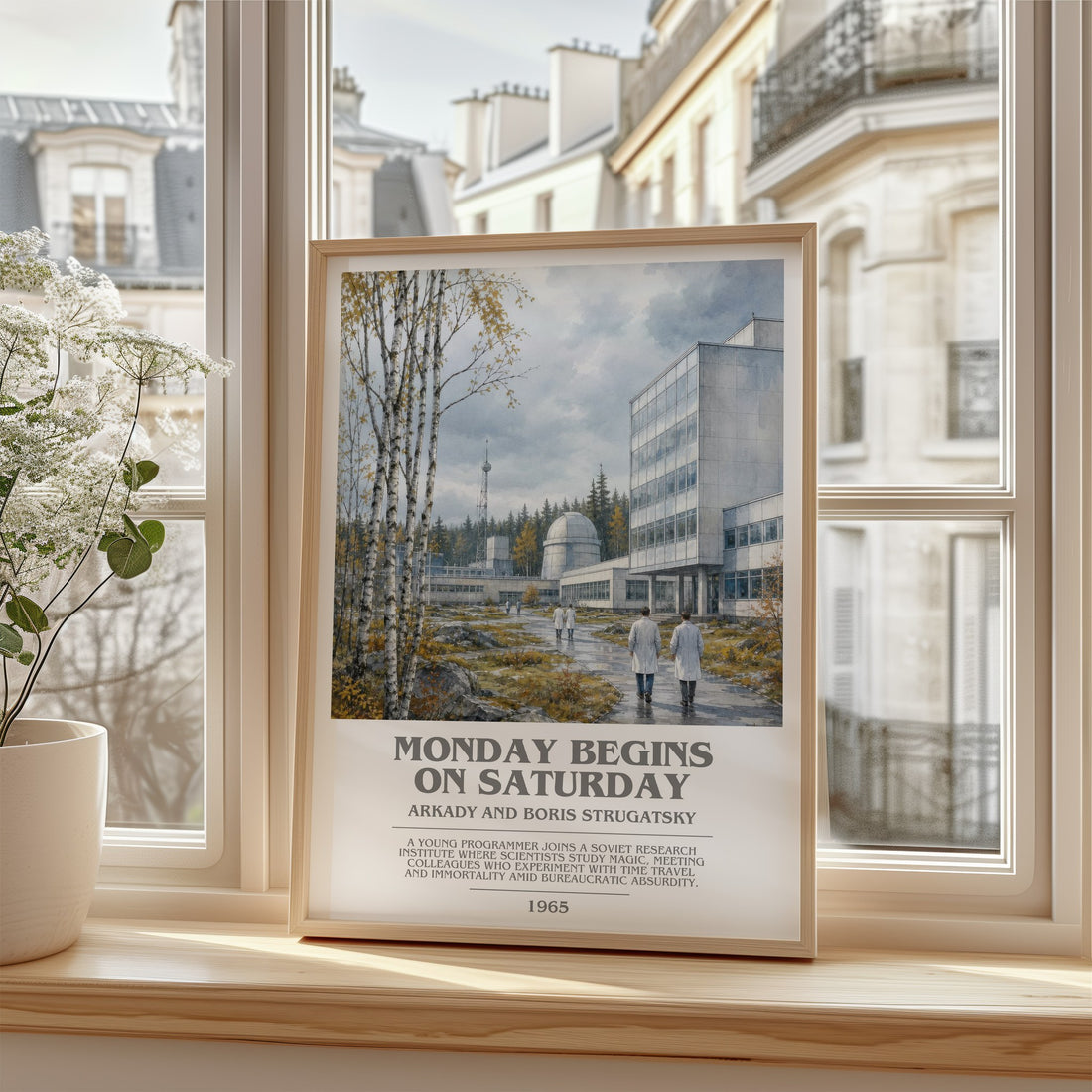 Monday Begins on Saturday bookish poster colour and style options – Arkady and Boris Strugatsky book art