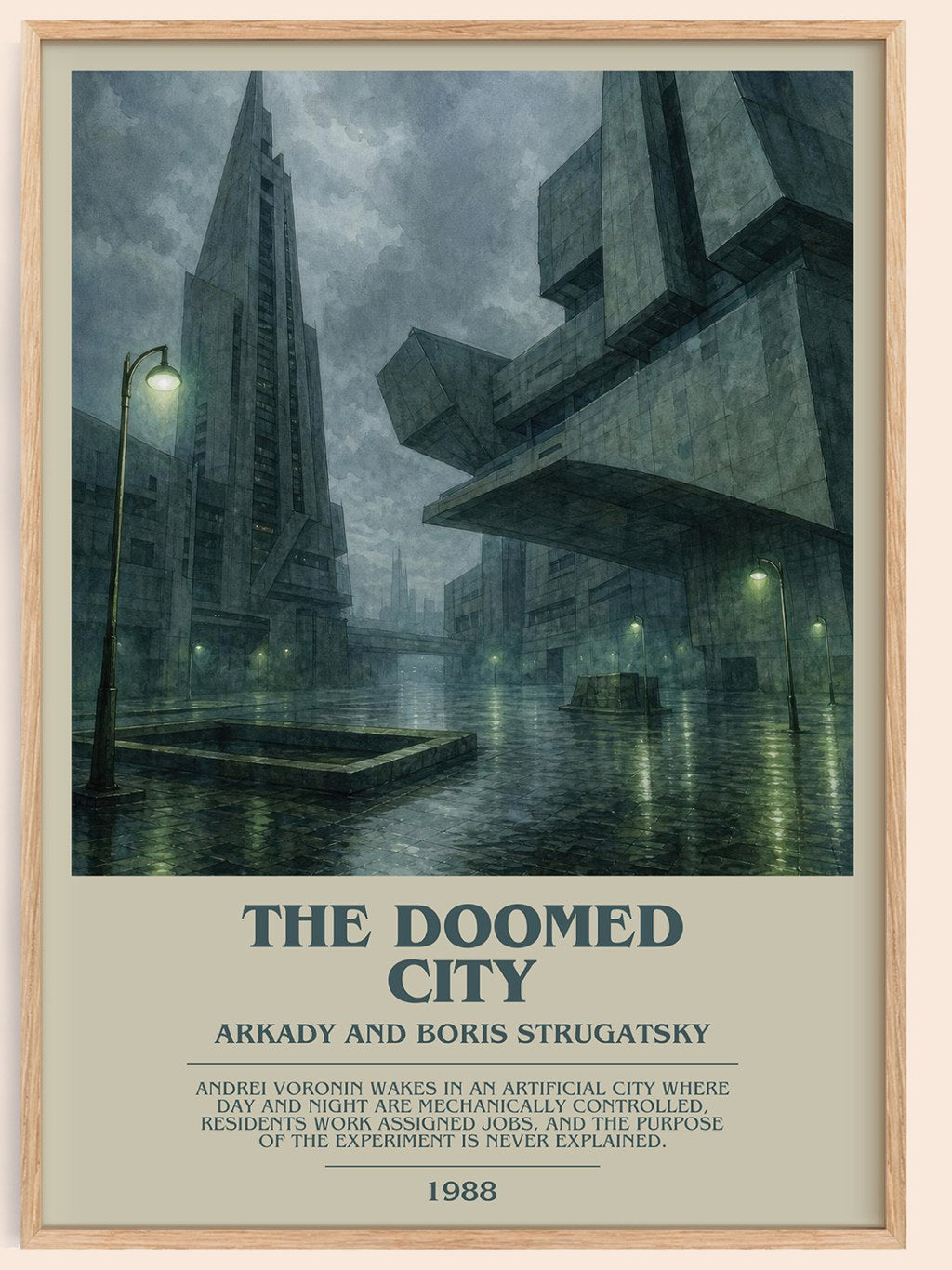 The Doomed City bookish book poster by Arkady and Boris Strugatsky – framed literary art print