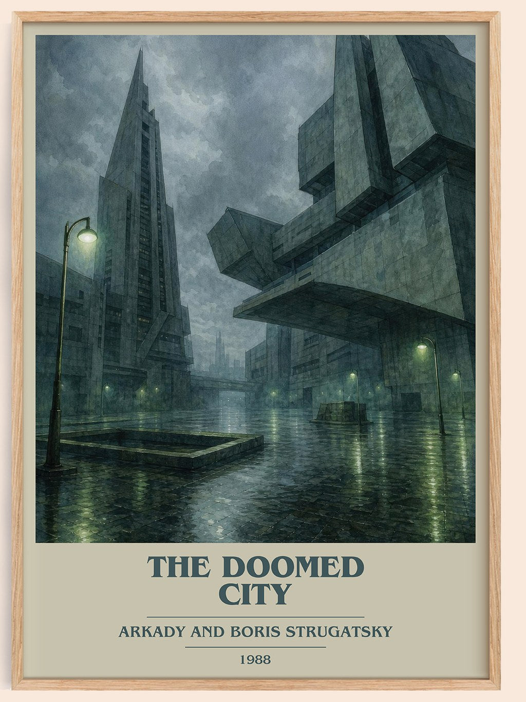 The Doomed City book cover book poster by Arkady and Boris Strugatsky – framed literary art print