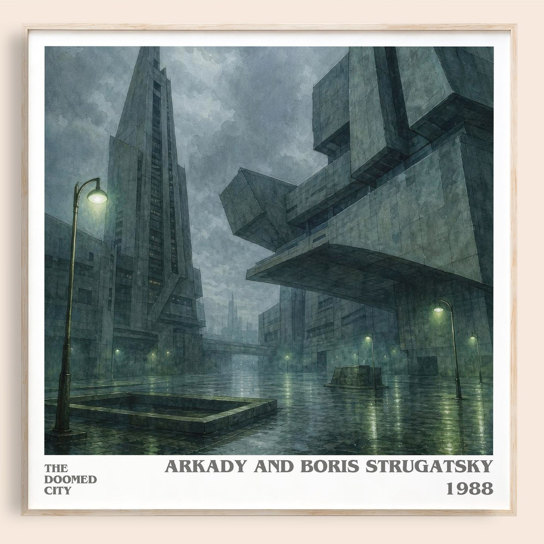 The Doomed City literary book poster by Arkady and Boris Strugatsky – framed literary art print