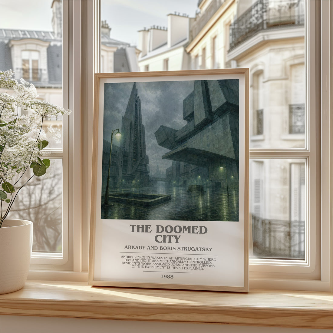 The Doomed City bookish poster colour and style options – Arkady and Boris Strugatsky book art