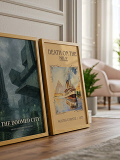 The Doomed City watercolour print framed by window – literary home decor