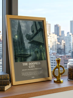 The Doomed City bookish print framed by window – literary home decor