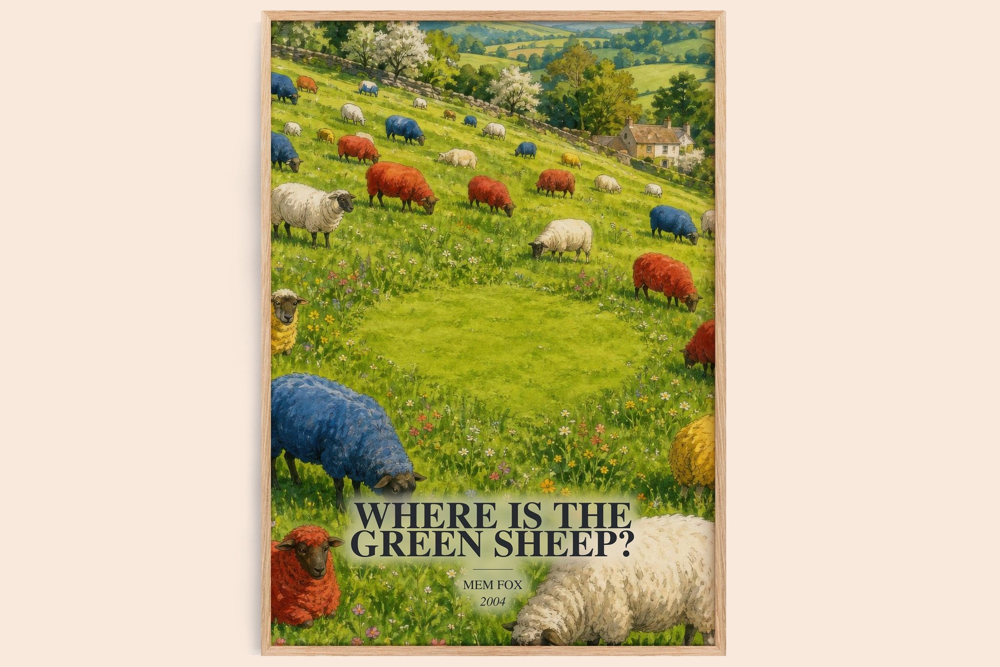 Where is the green sheep? Book Watercolour Illustration by Mem Fox