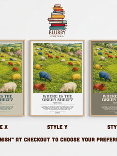 Where is the green sheep? bookish print in frame leaning in hallway – childrens wall art