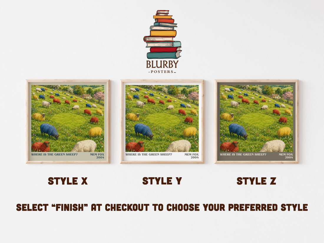 Where is the green sheep? literary print in frame leaning in hallway – childrens wall art (mockup)