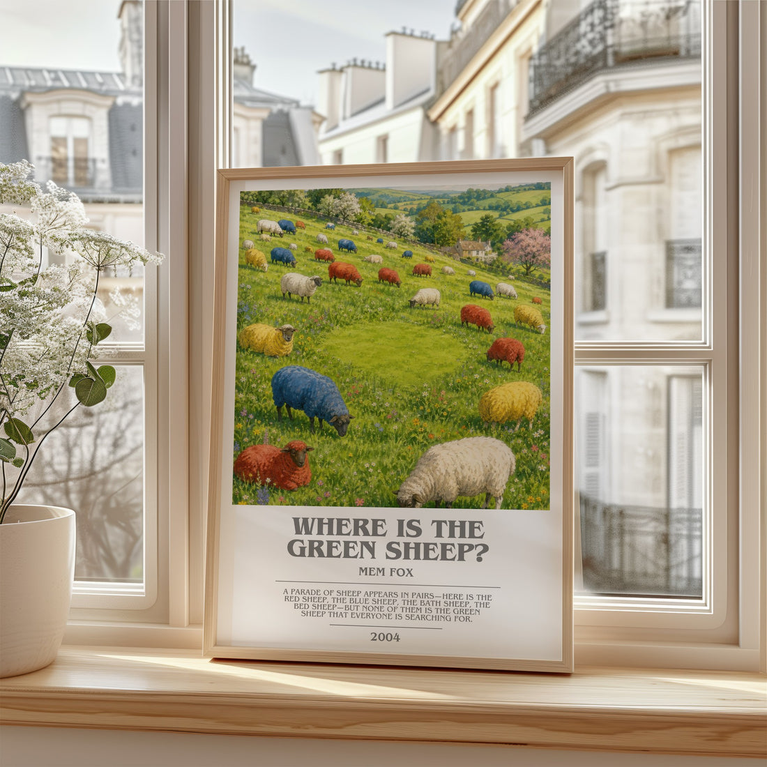 Where is the green sheep? bookish poster colour and style options – Mem Fox book art