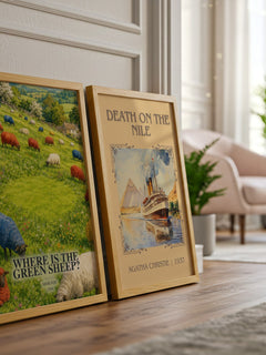 Where is the green sheep? watercolour print framed by window – literary home decor
