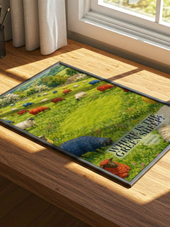 Where is the green sheep? watercolour book poster framed on wall – childrens wall art