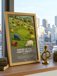 Where is the green sheep? bookish print framed by window – literary home decor