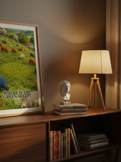 Where is the green sheep? watercolour print on bookshelf – Mem Fox fan gift