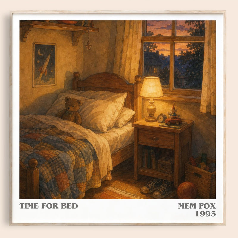 Time for Bed literary book poster by Mem Fox – framed literary art print