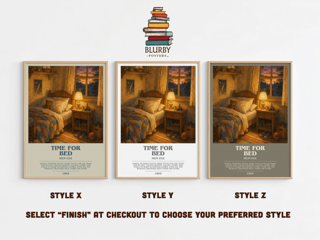 Time for Bed bookish print in frame leaning in hallway – childrens wall art (mockup)